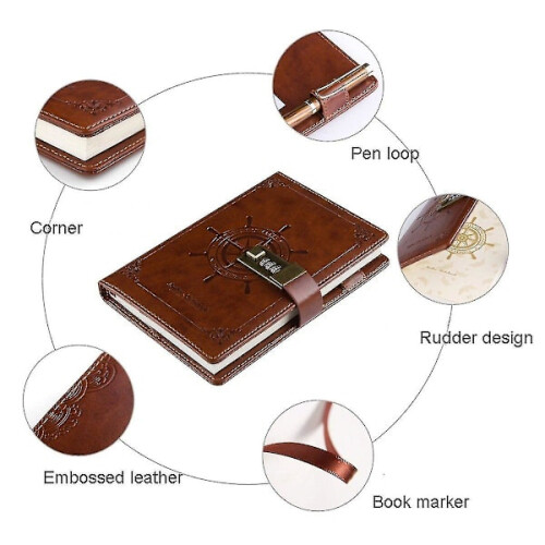 Lockable Diary Leather DiaryCode Password Code Lock Notebook Secret Diary Writing Notebook 2