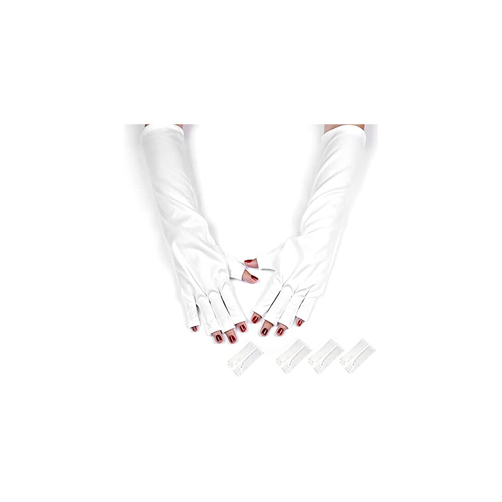 UV Protection Nail Gloves 5 Pairs Fingerless Long Design for Gel Nails and LED Nail Lamp Manicure