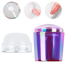 2PCS Silicone Nail Art Stamper Set for French Tip Manicure with Reusable Stamp Heads Purple and Clear