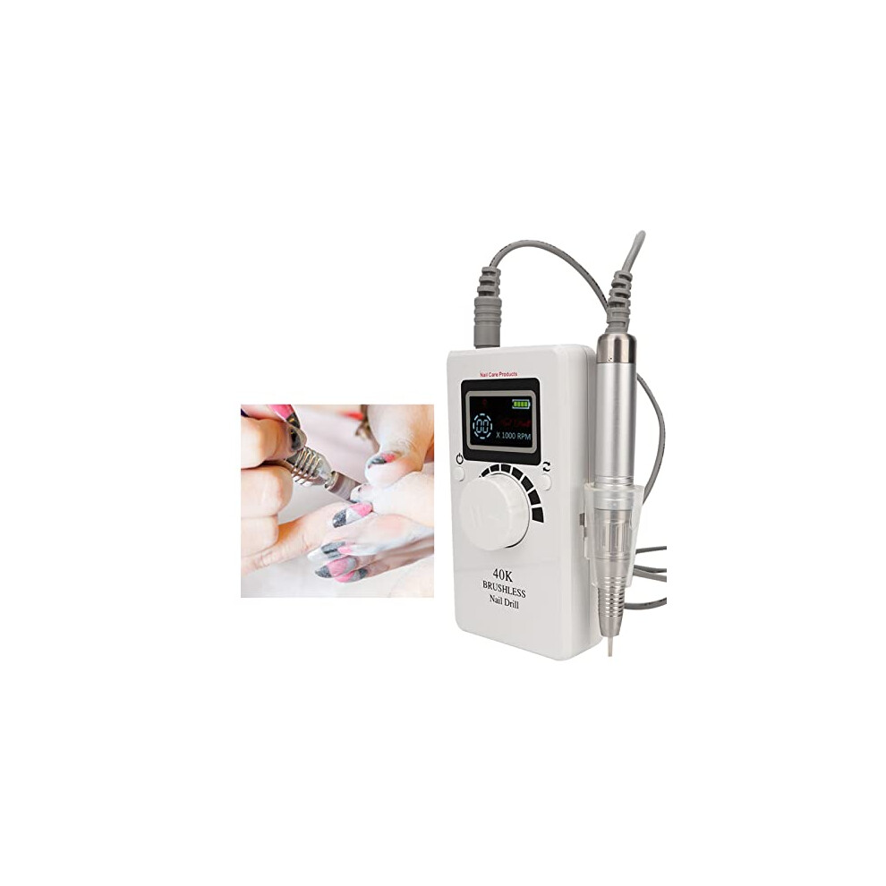 Electric Nail Drill with LCD Display, 40000 RPM Cordless Professional Nail File for Manicure