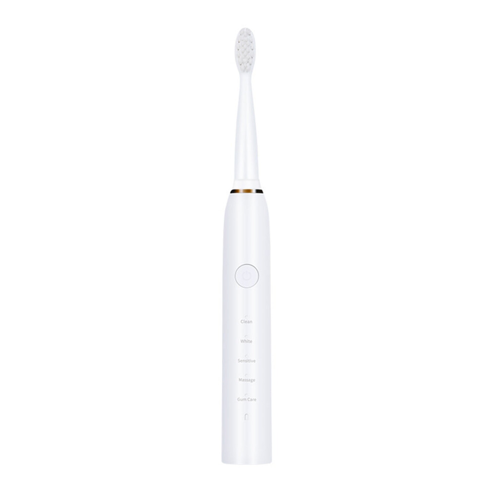 White Spring Savings! Electric Toothbrush For Adults, Rechargeable With 2 Heads, 5 Modes, Usb Fast Charging - Clearance Deal