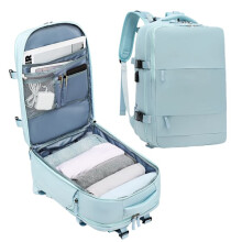 Cabin suitcase 45x36x20 for Vueling, EasyJet, Ryanair Waterproof and spacious luggage (2210-001 1288 2350 D7)[ZHE] AZUL CLARO 009