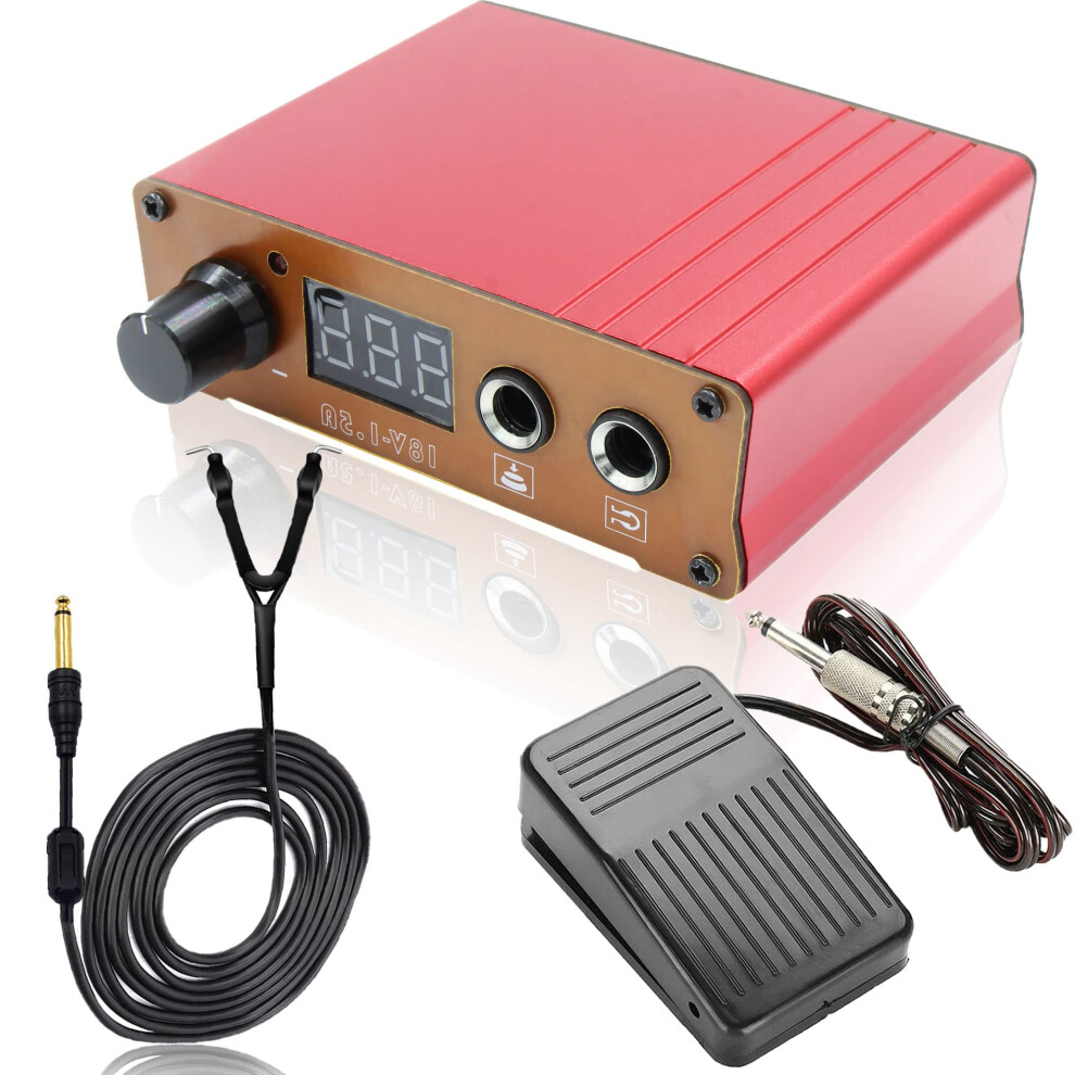 Tattoo Power Supply Kit with Foot Pedal and Clip Cord, Adjustable Digital LCD Voltage Control