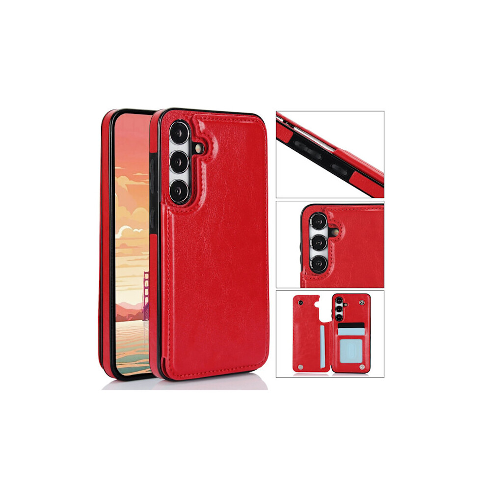 Compatible With Samsung Galaxy S24 - Stylish Case With Wallet/Card Slot Red 9482828904929