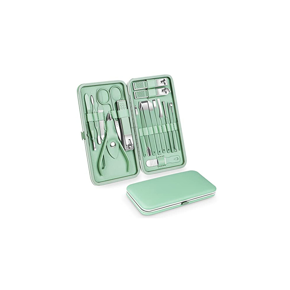 Manicure and Pedicure Set 18in1 Stainless Steel Nail Care Kit with Compact Travel Case