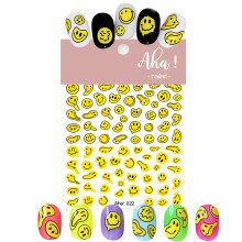 3D Smiling Face Nail Art Stickers with Graffiti Design, SelfAdhesive Yellow Decals for Women and Kids