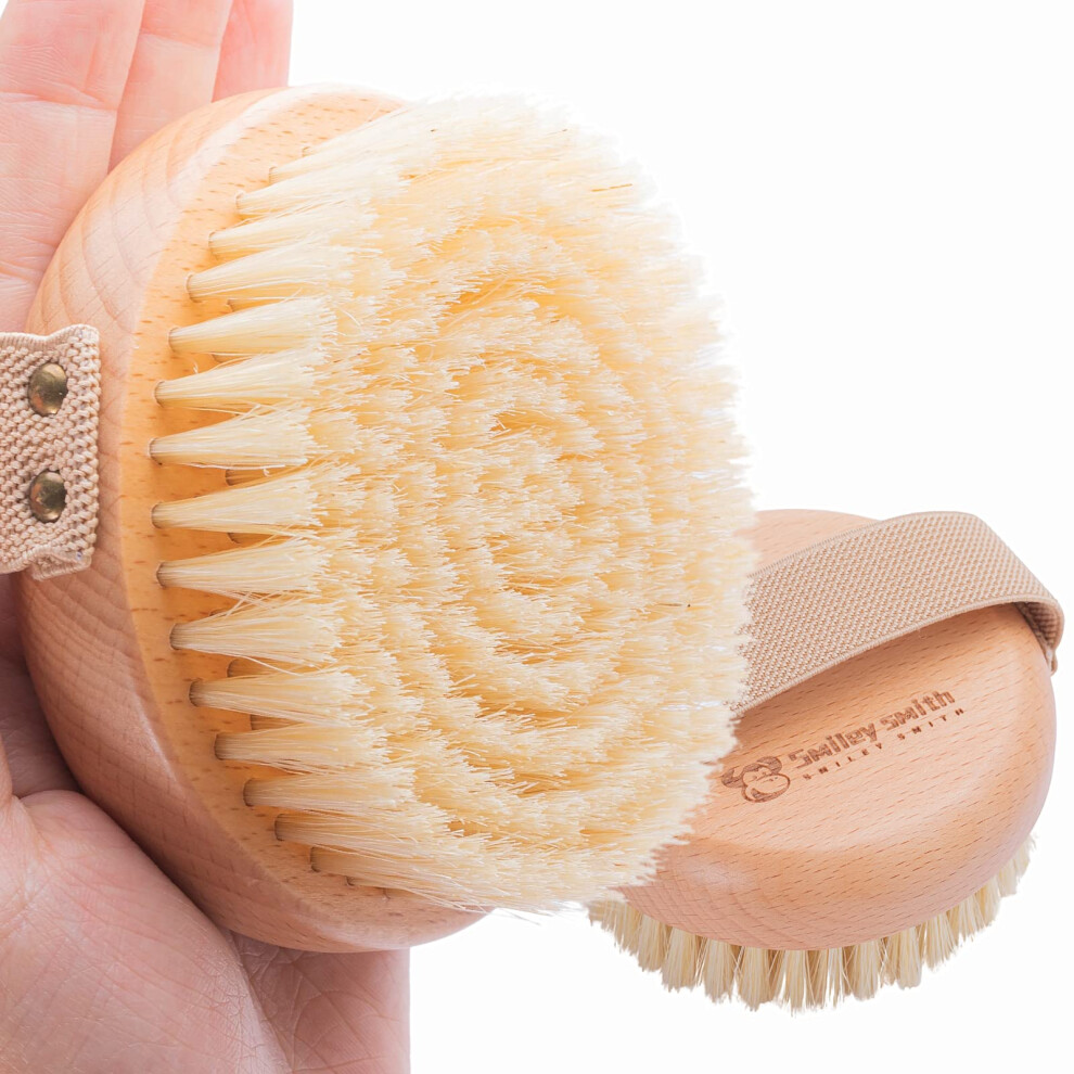 Beech Wood Body Brush with Natural Bristles for Dry Brushing, Exfoliating Dead Skin and Circulation