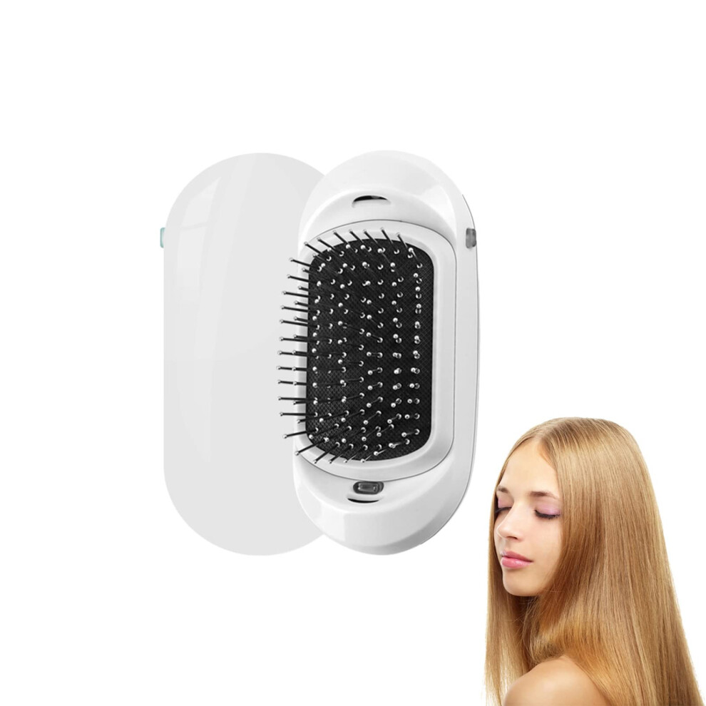 Ionic Hair Brush with AntiFrizz Technology and Vibration Massage Electric Hair Straightener White
