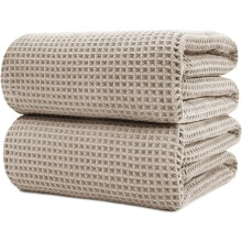 Microfiber Quick Dry Lint Free Bath Sheet, 70 x 35 in, Set of 2 (Blue, Waffle Weave)