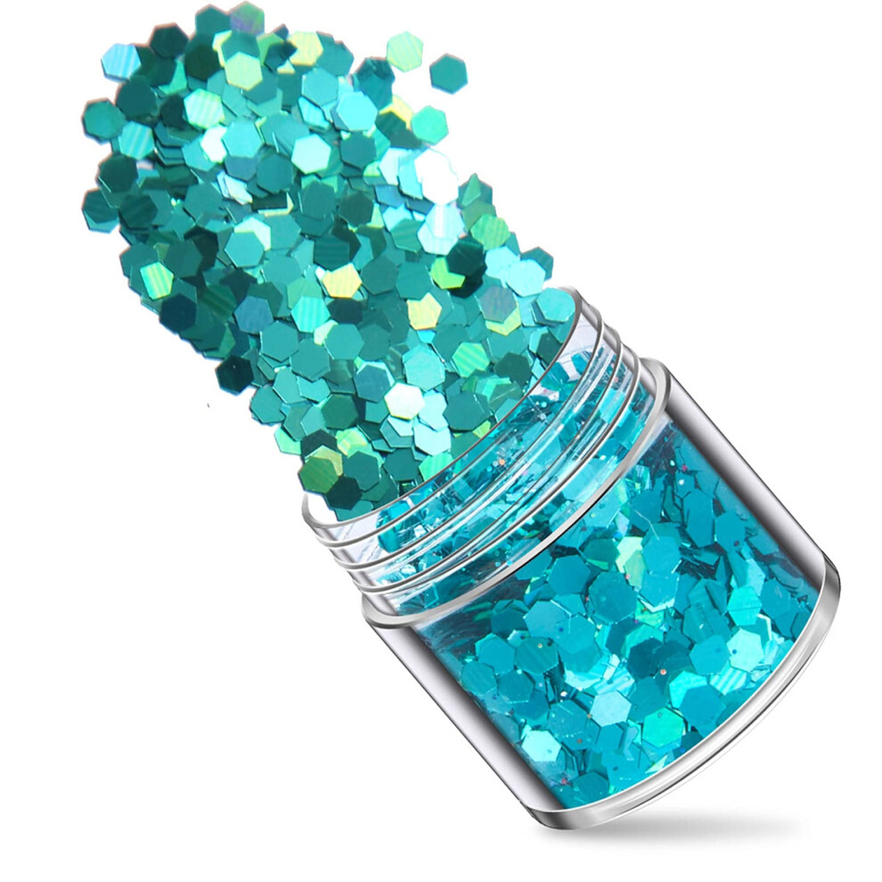 Blue Green Hexagonal Nail Art Glitter 12 Boxes Sparkling Sequins for UV Gel Acrylic Nails and Crafts