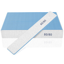 12pcs 80 Grit Jumbo Square Nail Files for Acrylic Nails, Washable Emery Board, Professional Use