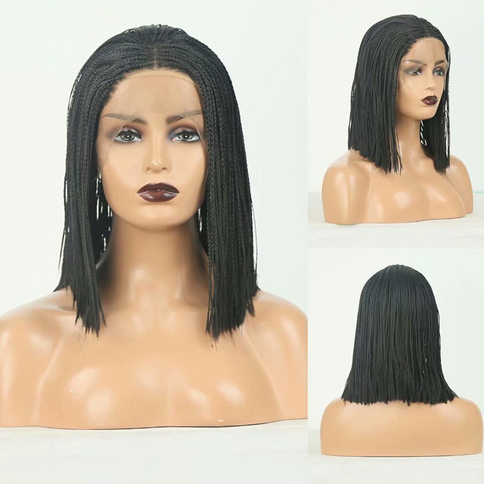 13x4 Lace Front Braided Bob Wig for Black Women, Heat Resistant Synthetic, Natural Hairline, 180% Density