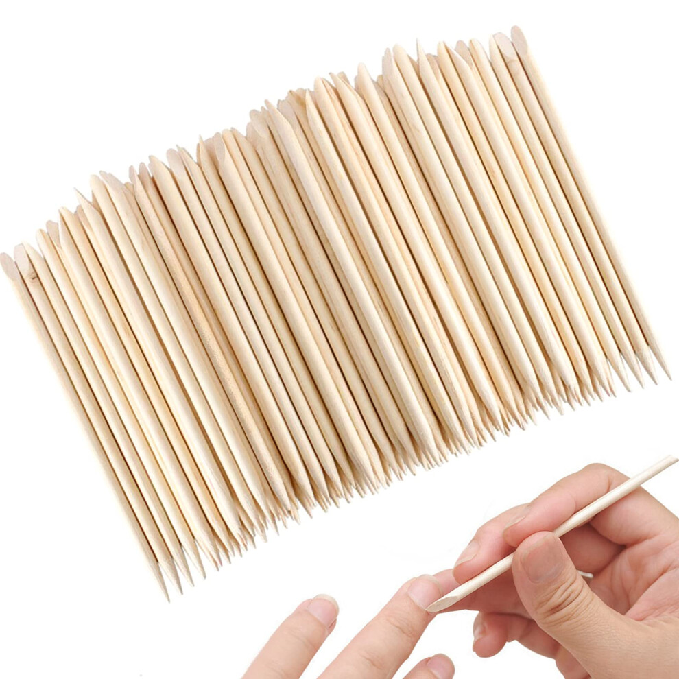 Orange 100 Pack Doubleended Stick For Nails With Wooden Cuticle Pusher For Manicure And Pedicure