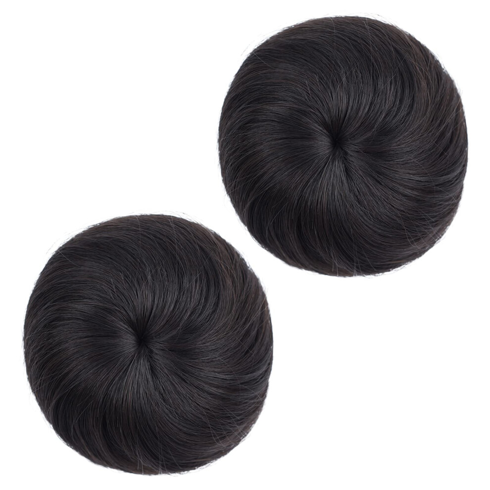 Dark Brown Synthetic Hair Bun Extension for Women, Messy Chignon Hairpiece with Easy Clip Attachment