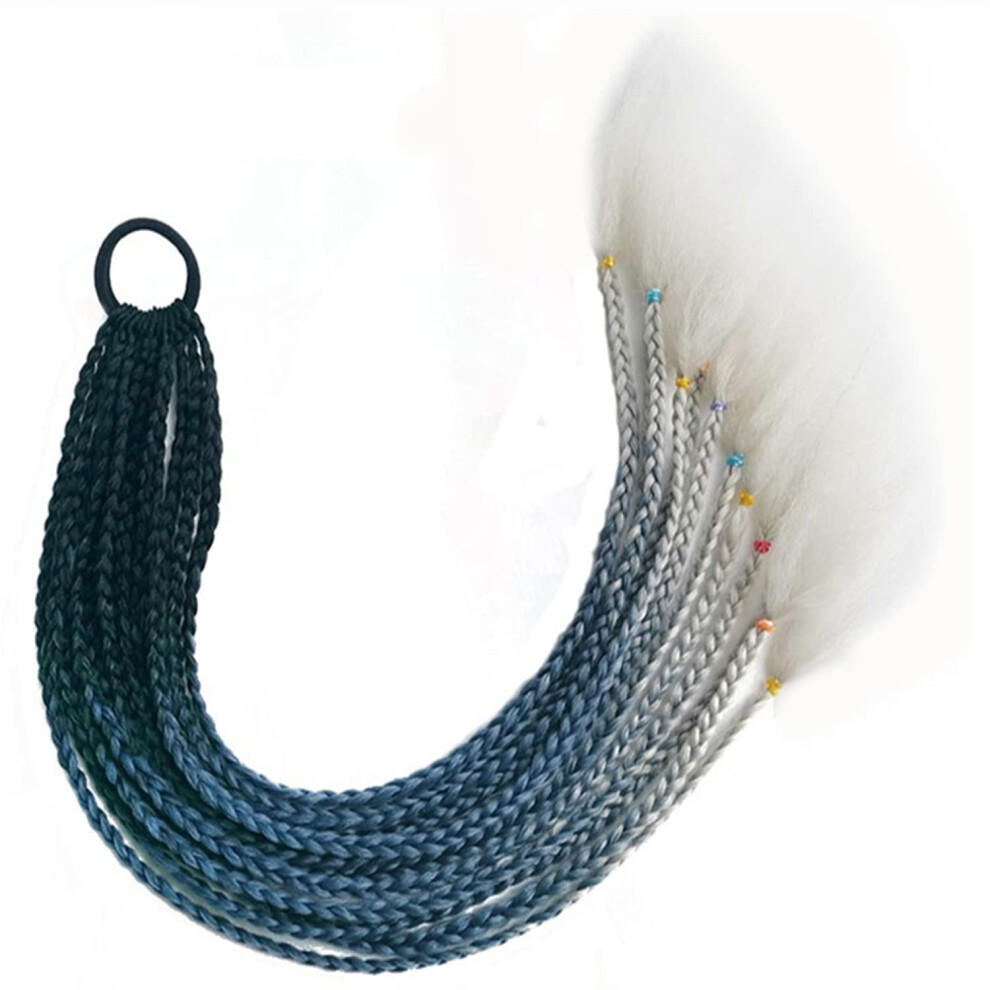 Unisex Braided Hair Extensions Ponytail Hairpiece With Vibrant Gradient Colors For Girls And Cosplay