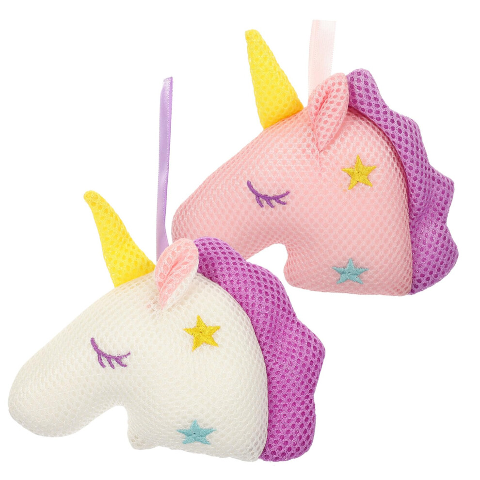 Unicorn Bath Loofah Shower Sponge Set for Girls, Soft Mesh Pouf with Gentle Exfoliation