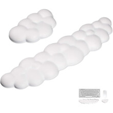 (white) Cloud Keyboard Wrist Rest, Memory Foam Wrist Rest for Computer & Mouse Set, Comfortable Wrist Rest Support for Office Pain Relief