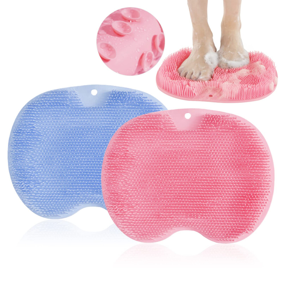 2pcs Silicone Shower Foot Scrubber with Suction Cups, NonSlip Foot Spa Massager Mat for Exfoliating