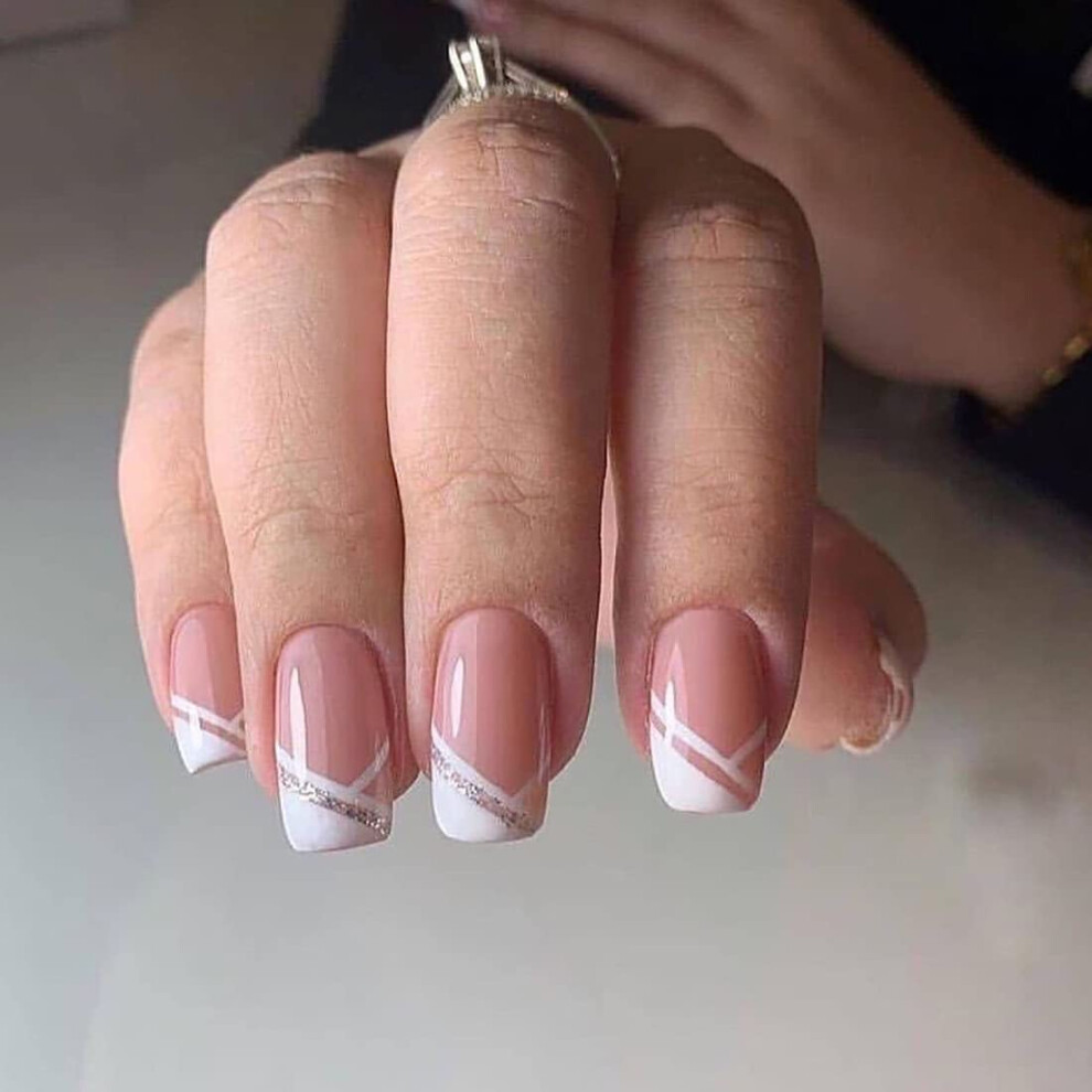 Short Square French Press On Nails 24pcs, LongLasting SalonStyle Finish, Easy Application and Removal
