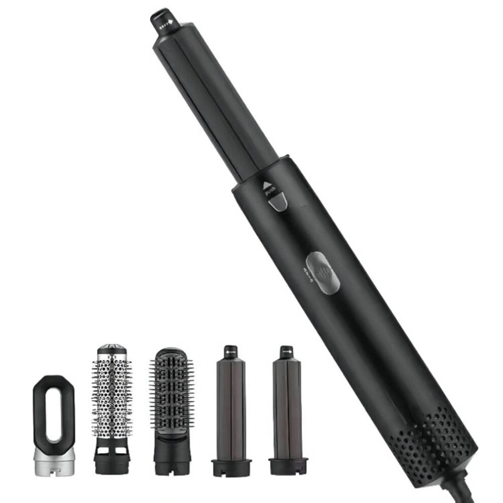 Hair Dryer Brush 5 in 1 Styling Tool with Interchangeable Hot Air Brush and Negative Ion Tech Black