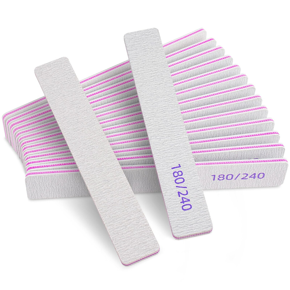 Professional Nail File Set 15PCS 180/240 Grit Dual Sided Square Emery Boards for Acrylic Nails