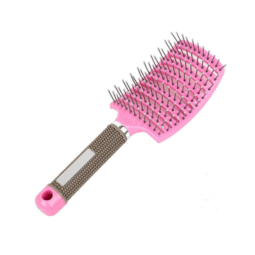 Unisex Vented Hair Brush For Faster Blow Drying, Ergonomic Curved Grip Detangling Brush For Wet Or Dry Hair