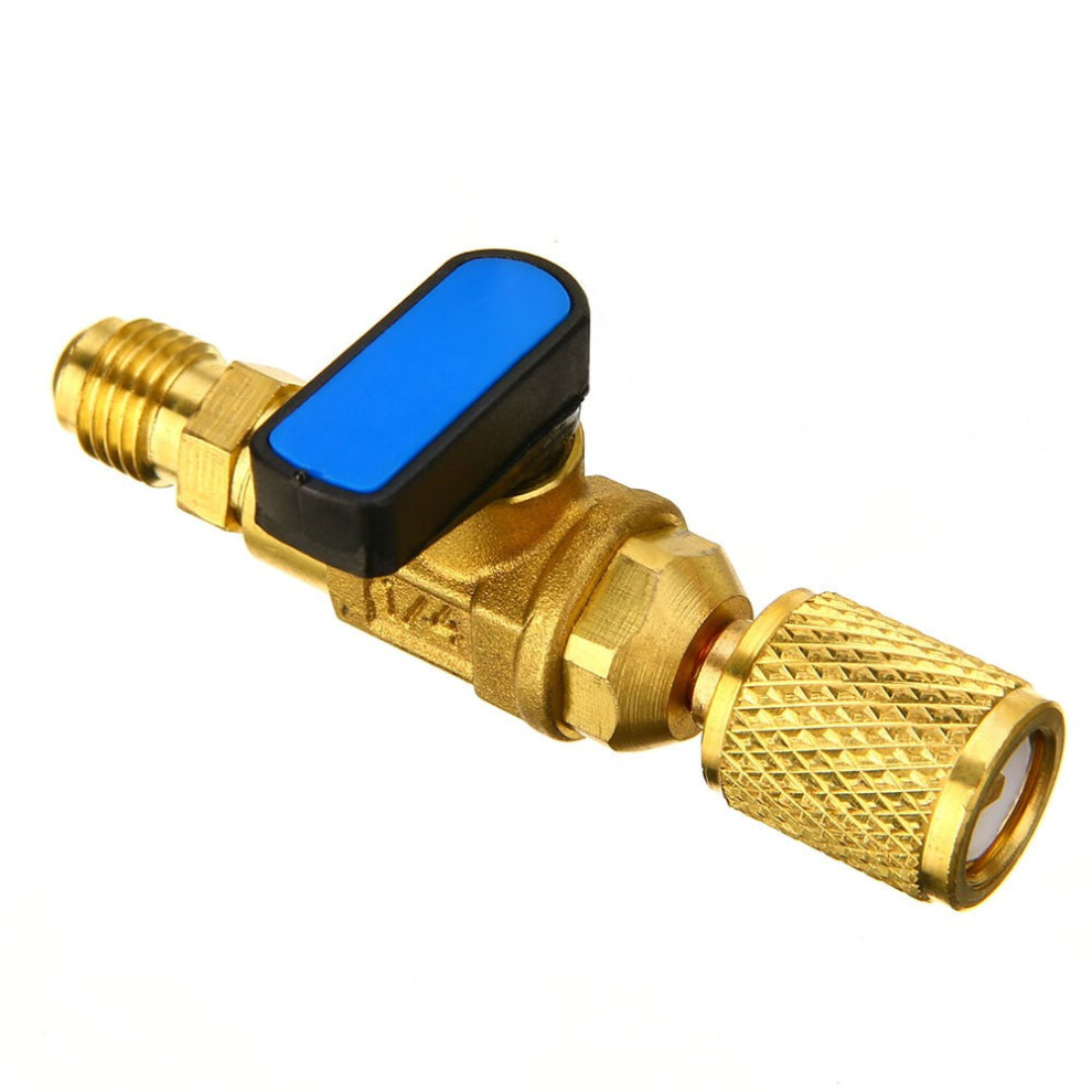 Hvac A/C Straight Shut-Off Ball Valve Adapter For R134a R22 R12 R410a 1/4\" Fit 9482828286216