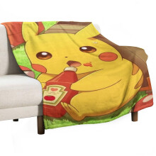Deka Pikachu Queen, kompatibilná s darčekmi pre dievčatá aj chlapcov, super mäkká ľahká a útulná plyšová flanelová, dekorácia do