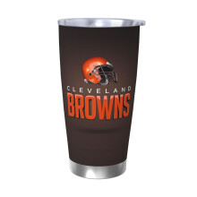 Copo térmico de aço inoxidável de 20 oz com tampa e canudo, temático do time de futebol americano Browns, compatível com copos de carro, para