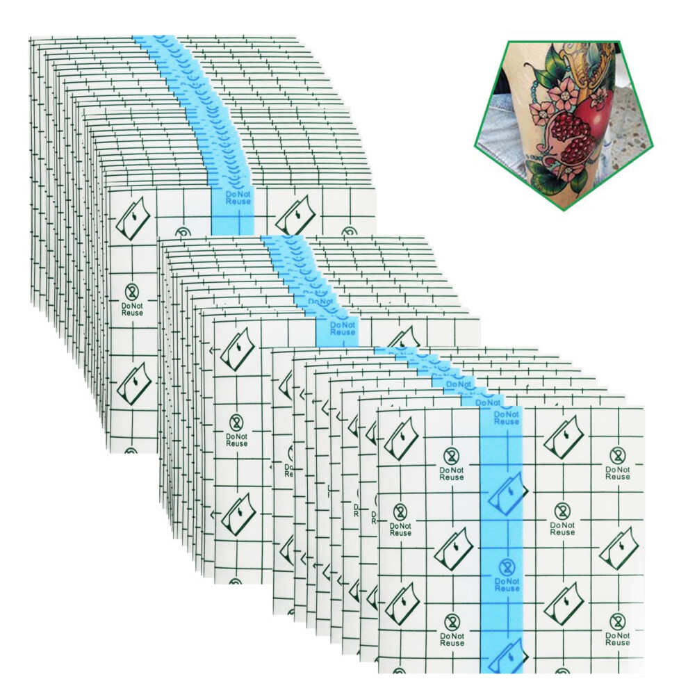 50pcs Waterproof Adhesive Bandages 4x4in Transparent Film for Tattoo Aftercare and Skin Protection