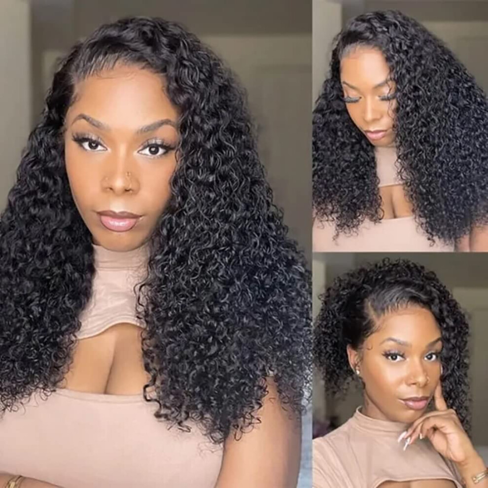 Unisex 13X4 Lace Front Wigs Human Hair Curly 22 Inch Brazilian Virgin Hair Pre Plucked With Baby Hair