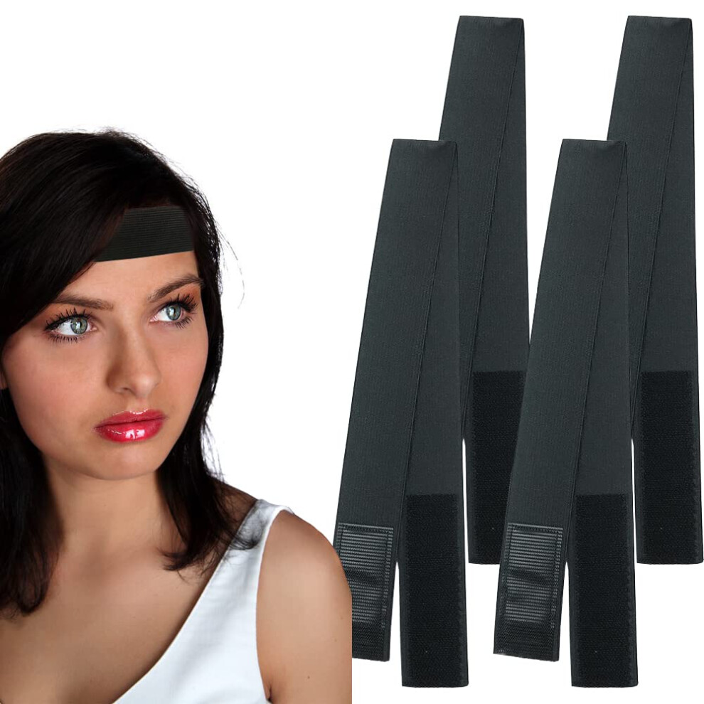 Unisex Black Wig Elastic Band Set, Adjustable Lace Melting Edge Wrap For Secure Hold And Smooth Natural Hairline