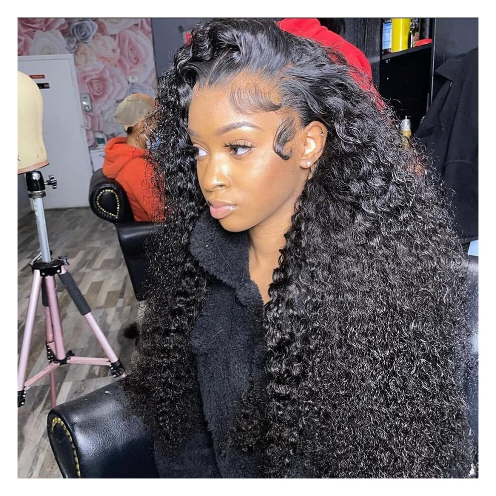 Unisex 24 Inch Human Hair Lace Front Wig 13X4 Transparent Hd Glueless Pre Plucked 150% Density Natural Hairline