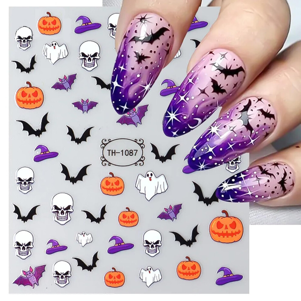 Dark Halloween Nail Stickers Glow In The Ghost Pumpkin Skull 12 Sheets For Women And Kids Manicure