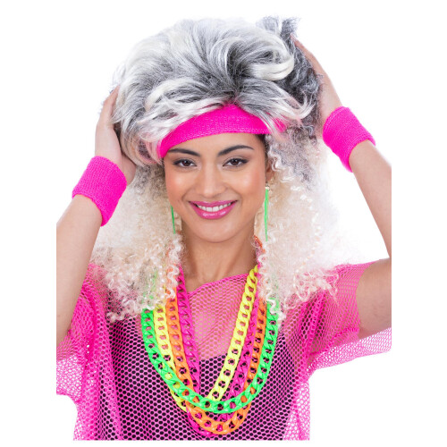 80s Neon Sweatbands, Pink 1