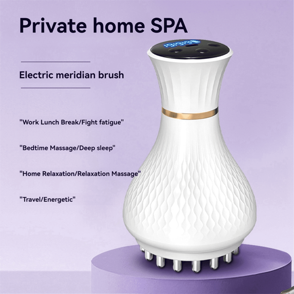 White Electric Meridian Brush, Electric Scraping Instrument Tendon Rubbing And Abdominal Massager Whole Body Massager