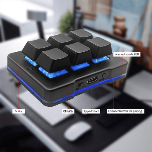 6 Key Mini Keypad Wireless USB Gaming Keyboard Macro Customized Programmable OSU Keyboard for Video Games Office Work 1