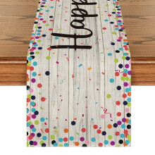 Sm: )e Grattis på födelsedagen Prickig träbordslöpare 33x183 cm