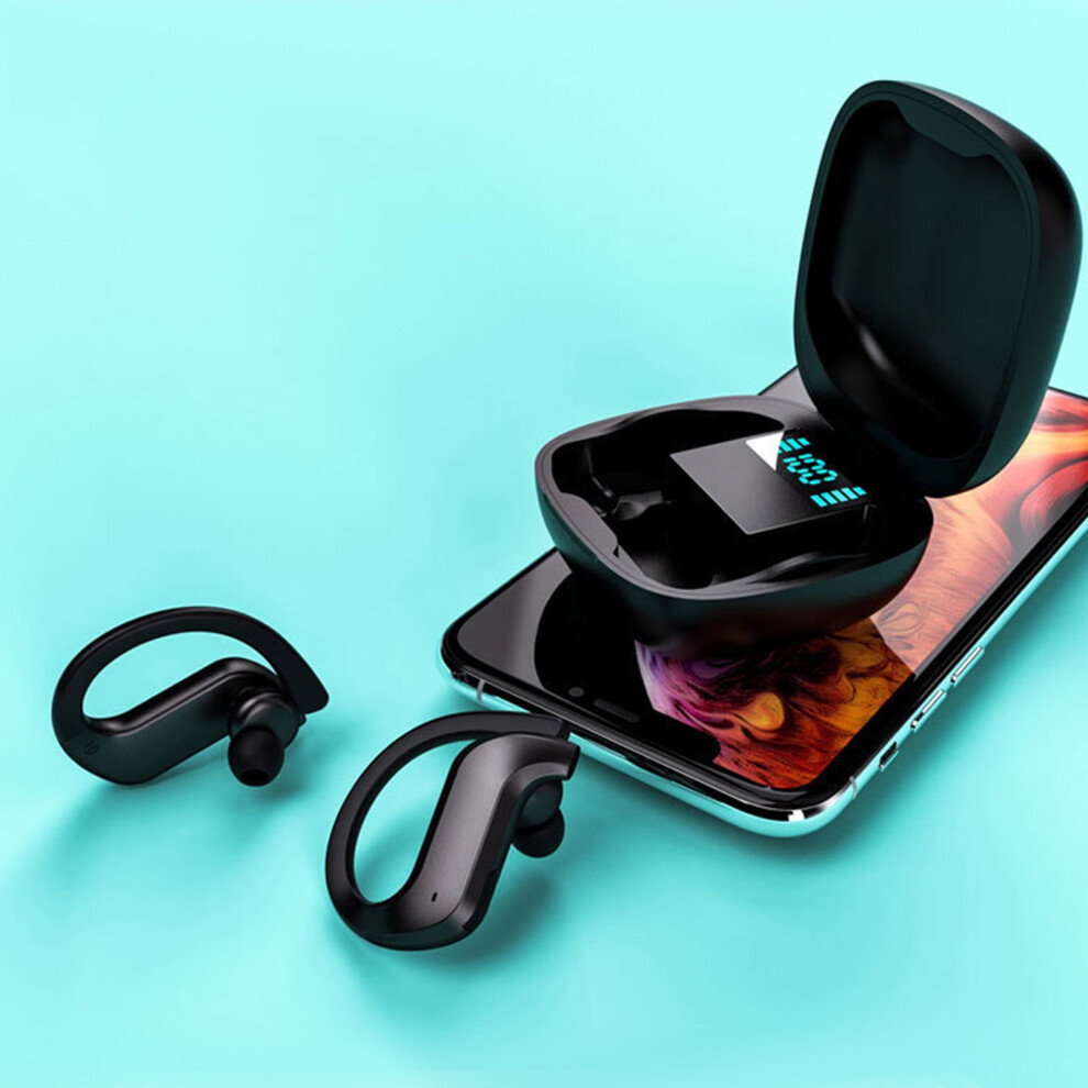 Avtoify Bluetooth Earphones Ipx5 Waterproof, Wireless Charging Case, Built-In Mic For Sport, Clear Calls, Music - Black 9482828290763