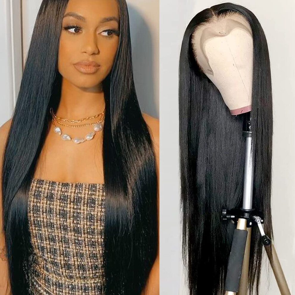 Unisex Brazilian Straight Lace Front Wig Human Hair 13X4 Hd Lace Frontal With Baby Hair Natural Hairline