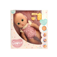 Realistische Babypuppe, 38 cm, rosa Outfit mit Accessoires