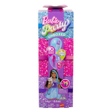 Barbie Party Unboxed Puppe & Zubehör, Glam Party Serie mit 10 Überraschungen, einschließlich Farbwechsel
