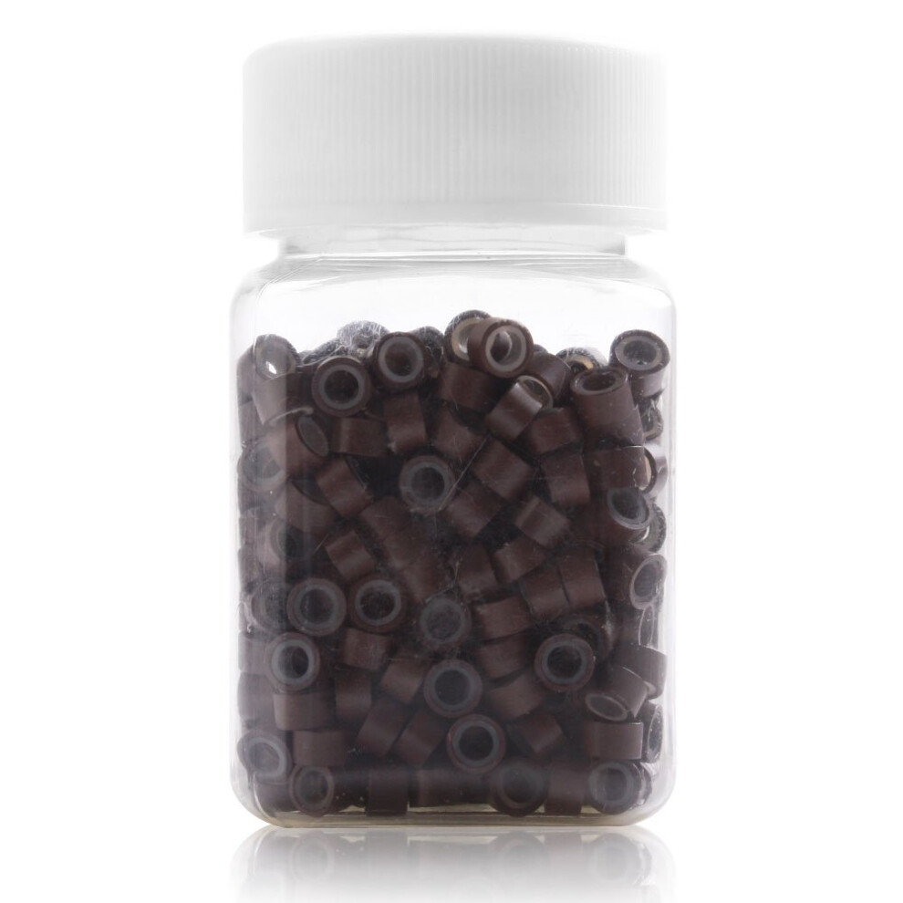 Unisex Brown 1000Pcs 5Mm Silicone Lined Micro Beads For Hair Extensions Quick Installation
