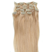 20 Inch Beige Blonde Remy Human Hair Extensions Clip In Set for Instant Length and Volume