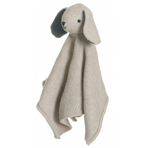 Doudou bébé en coton bio en forme de chien, 27 cm