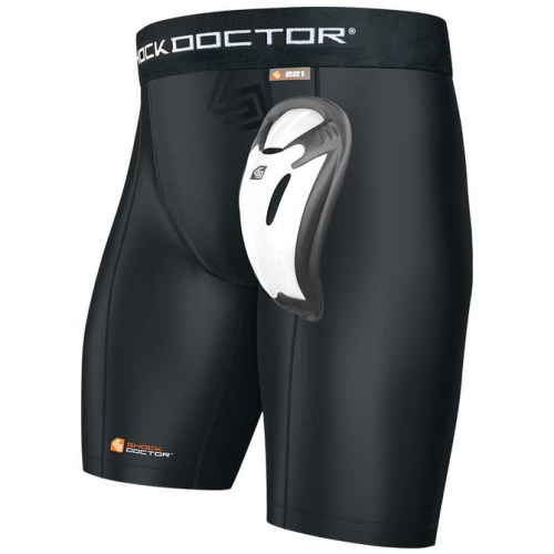 (Small) Shock Doctor Mens Black Compression Shorts W/ Cup