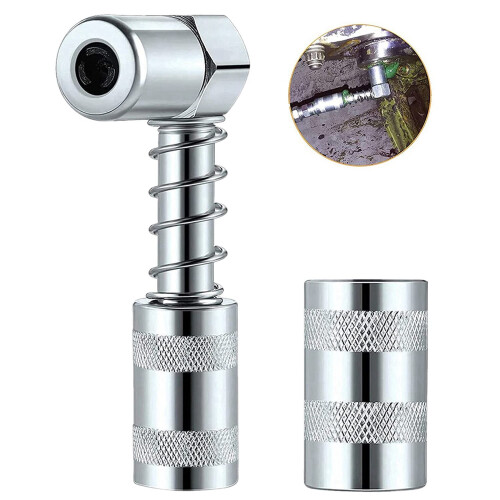 Grease Nozzle Adapter - Accessory 90 Degree Coupler with Sleeve 3 Jaw Angle Tool 2