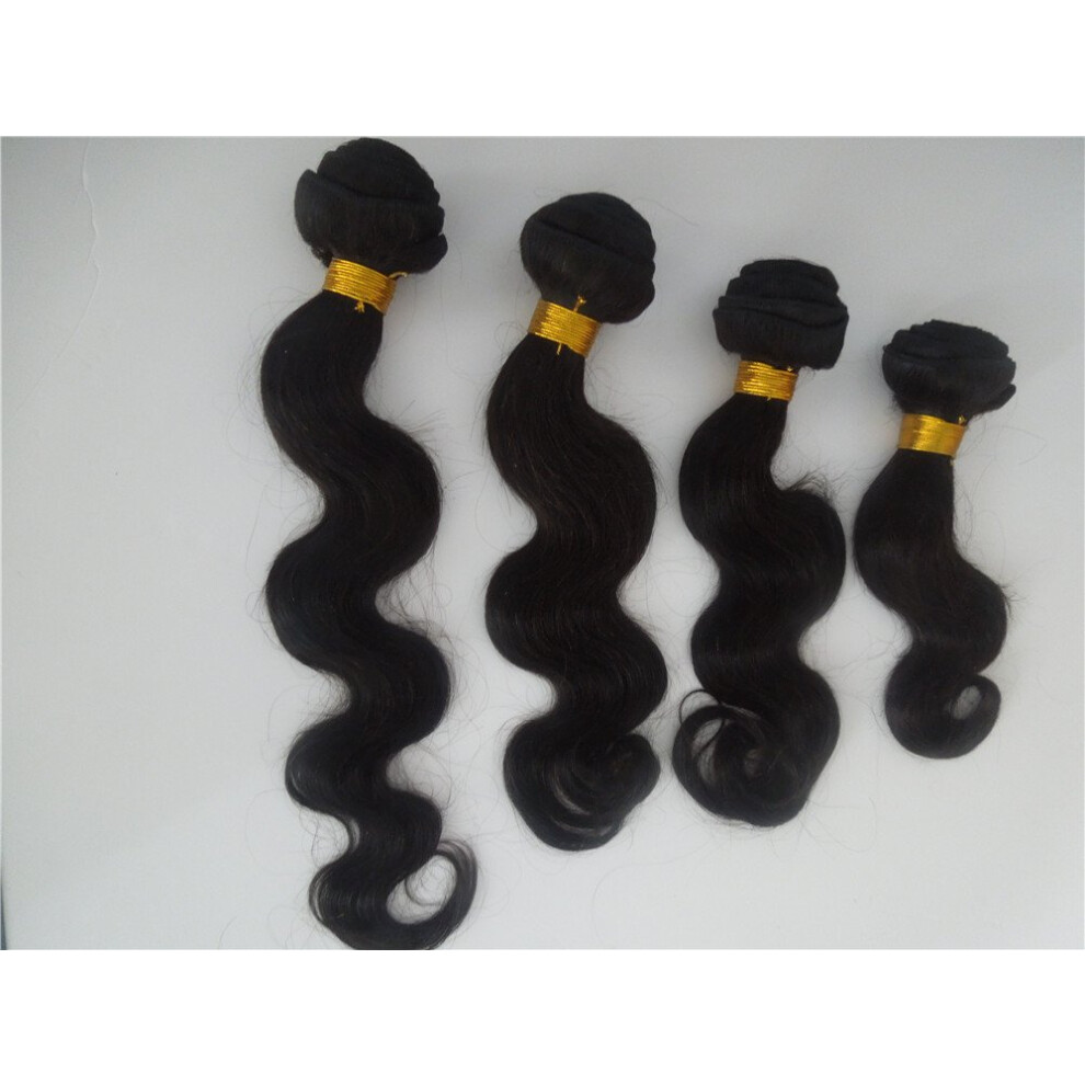 Unisex Mongolian Human Hair Bundles Body Wave Extensions Virgin Weave 3Pcs Natural Color 1028 Inch