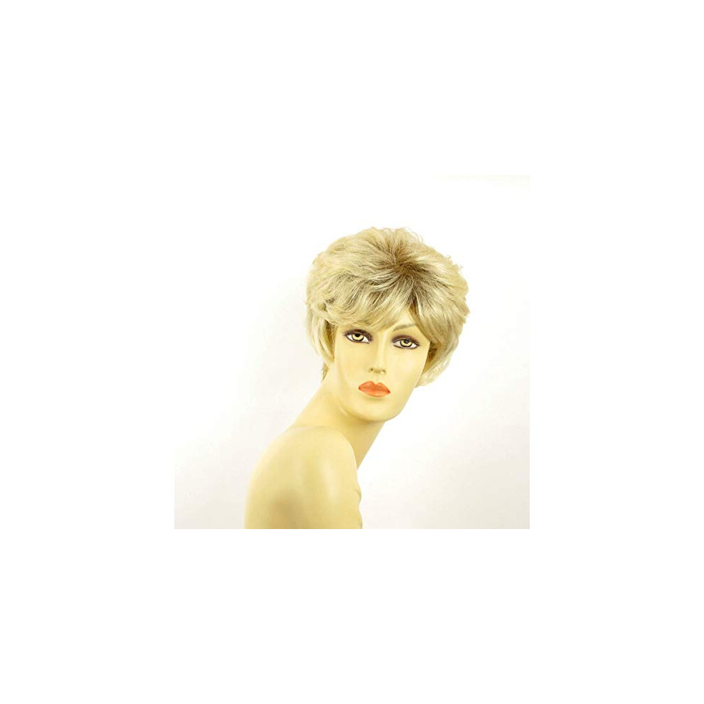 Short Blonde Wig for Women with Natural Looking Finish, Light Golden Synthetic Hair, Adjustable Fit