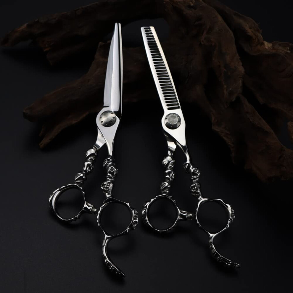 Professional Hair Cutting Scissors Japan 440C 6 Inch Skull Handle Barber Shears Set Ultra Sharp